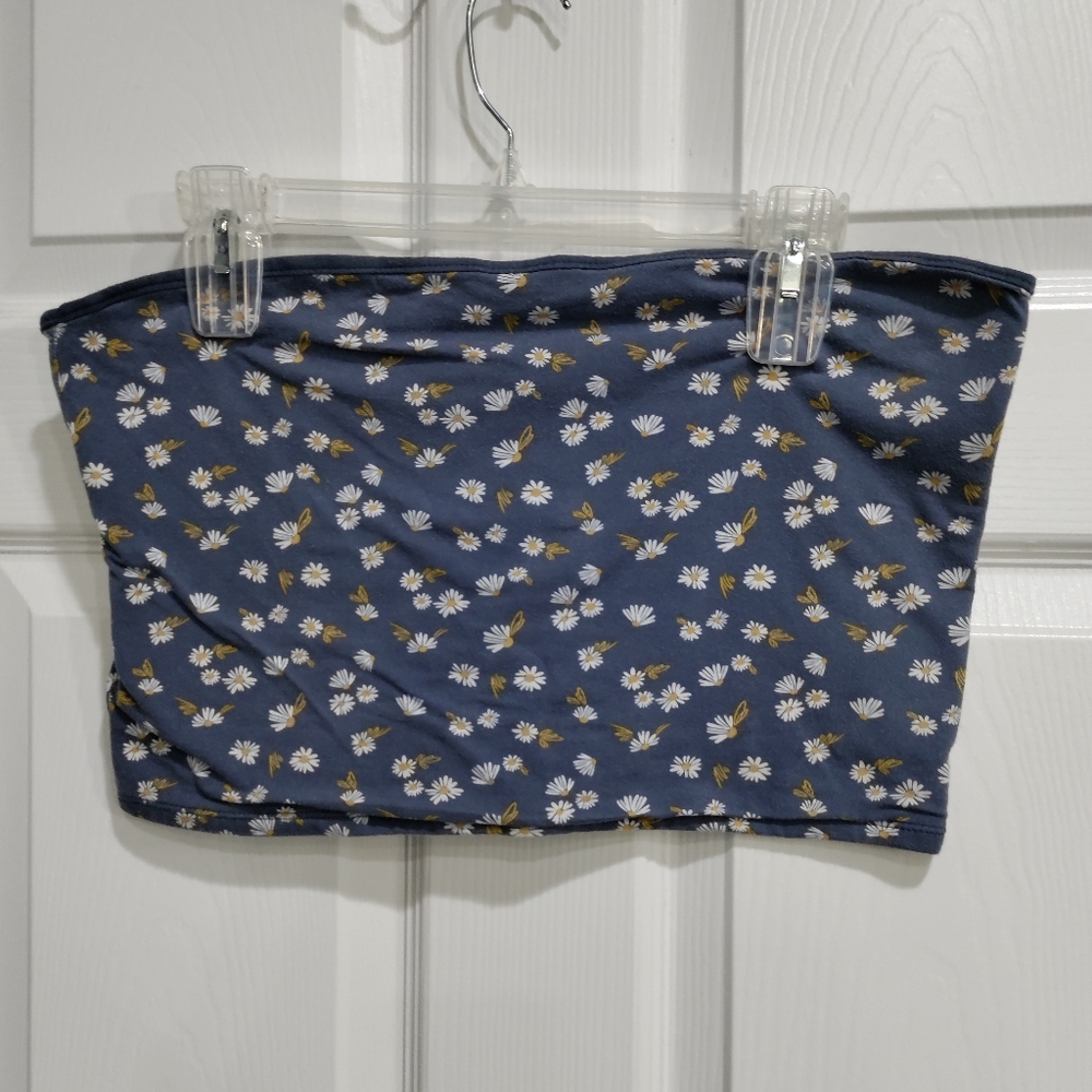 Wild Fable pale blue daisy print tube top juniors size XL